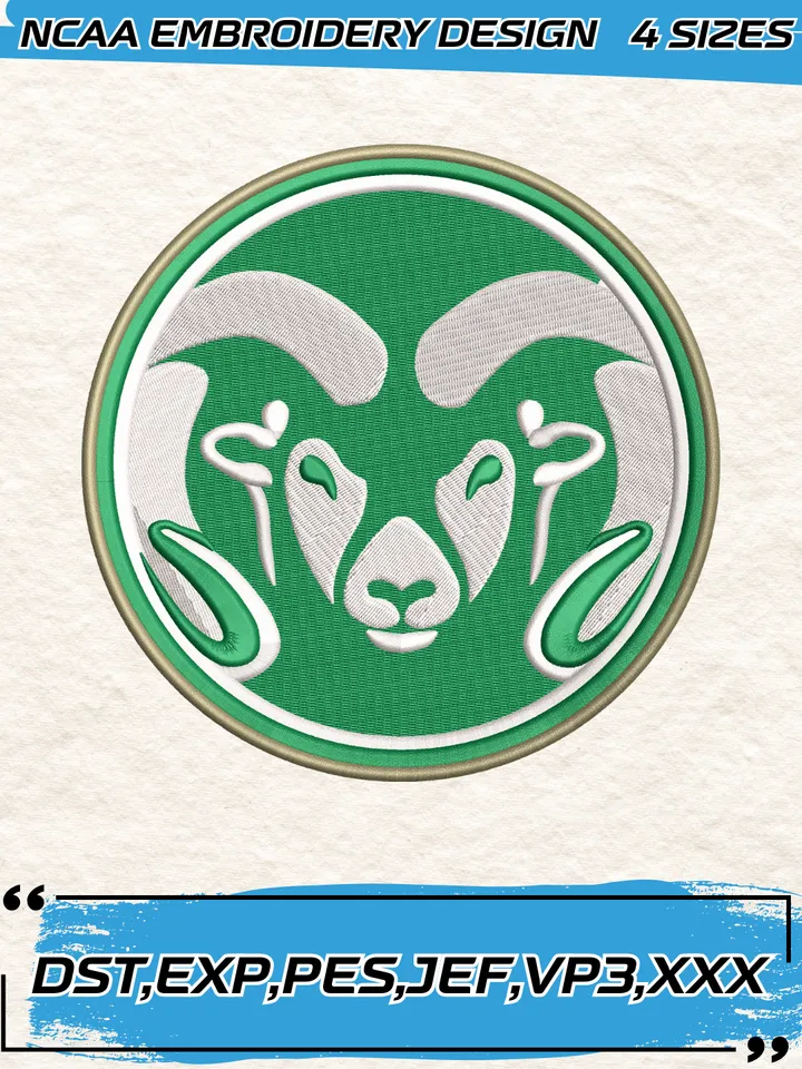 Colorado State Rams Logos Embroidery Designs,NCAA Logo Embroidery Design,Machine Embroidery Design File,4 Sizes, Digital Download