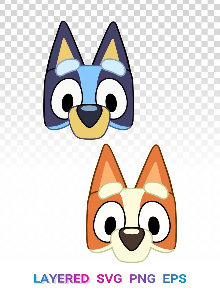 Bluey SVG PNG, Bingo Face Clipart, Bluey Cricut Transparent