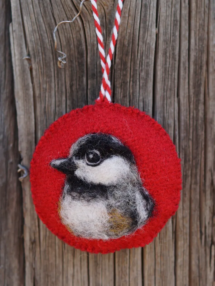 Set of 3 birds Christmas ornament, robin needle felted ornament, bluebird ornament, ships from the USA