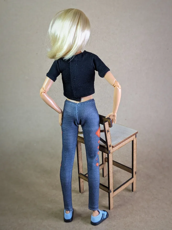 Black T-shirt & Gray leggins for 1/6 scale fashion female dolls