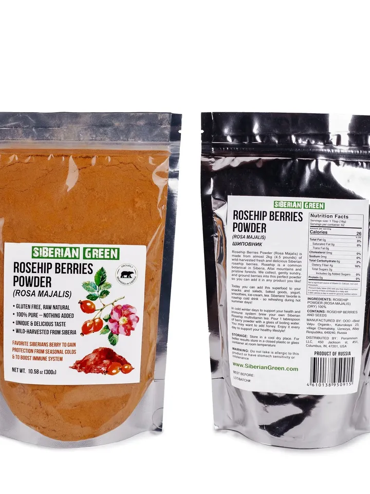 Siberian Rose Hips Powder 300g Rosehips Herbal Tea Flour from Wild Harvested Seeds