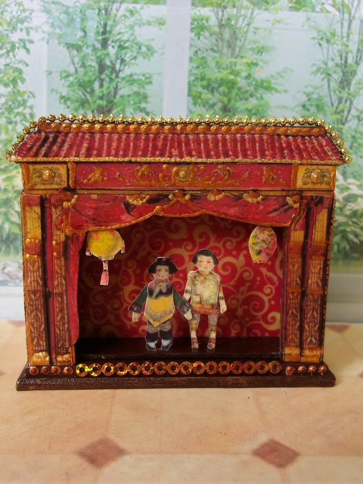 Miniature puppet theater for doll houses.1:12 scale.