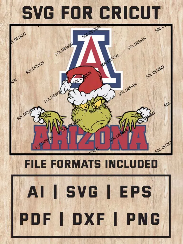 Grinch Arizona Wildcats SVG, NCAA SVG Design, NCAA Arizona Wildcats SVG, NCAA Wildcats Cricut, Christmas Svg, Grinch svg, Digital Download