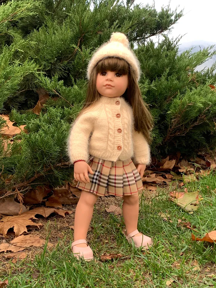 Braided Cardigan and Hat Set KNIT PATTERN for Gotz and American Girl Dolls / 18-inch doll clothes pattern PDF english text