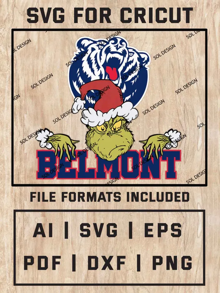 Grinch Belmont Bruins SVG, NCAA SVG Design, NCAA Belmont Bruins SVG, NCAA Bruins Cricut, Christmas Svg, Grinch svg, Digital Download