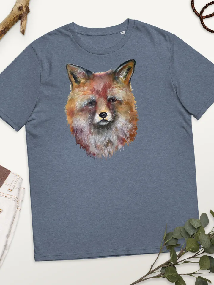 Fox t shirt,Unisex organic cotton t-shirt made with my own design,original watercolor fox painting.