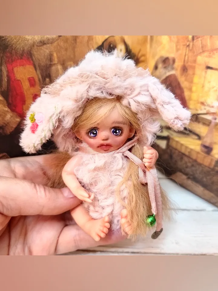 Teddydoll sheep. Miniature doll.