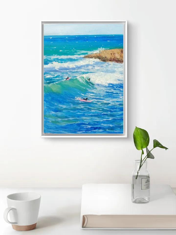 Seascape ocean art three triptych paintings Coastal Art Sun sea sky wave cliffs original art Triptych small painting impressionism