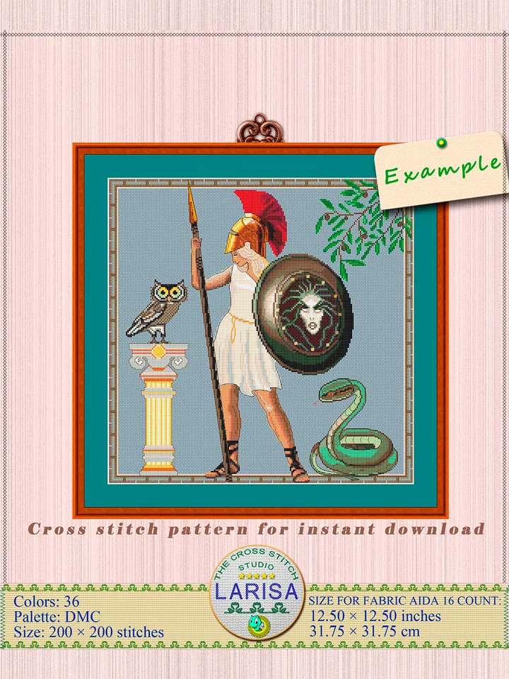 Athena Cross Stitch Pattern | Warrior Goddess | Minerva