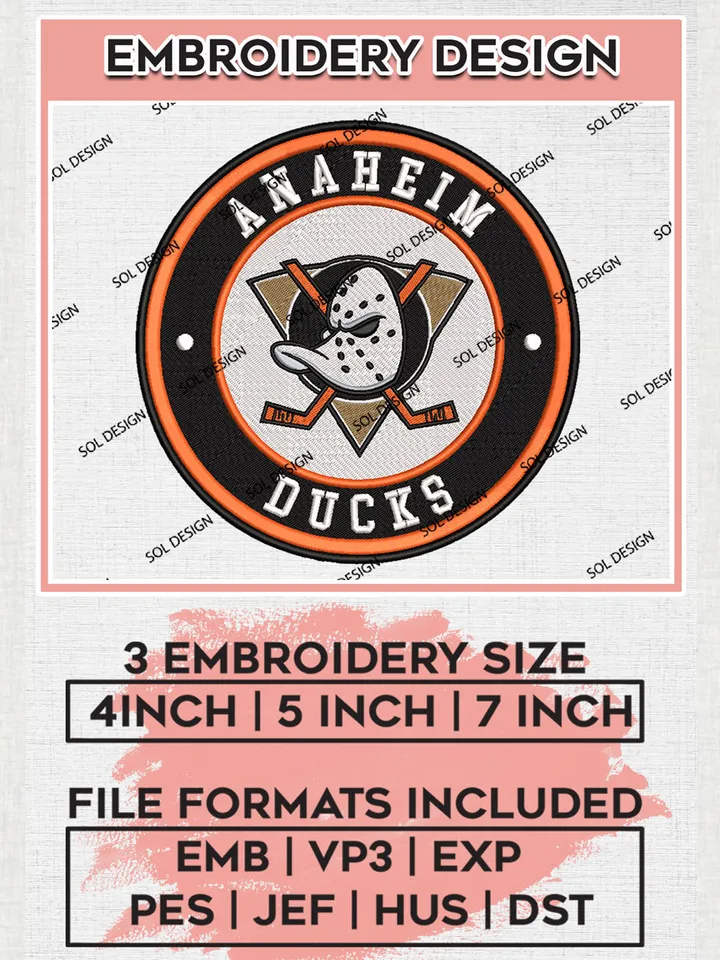 Anaheim Ducks Circle Logo Machine Embroidery Files, NHL Anaheim Ducks Embroidery Designs, NHL Ducks Logo, NHL Embroidery Designs, Digital Download