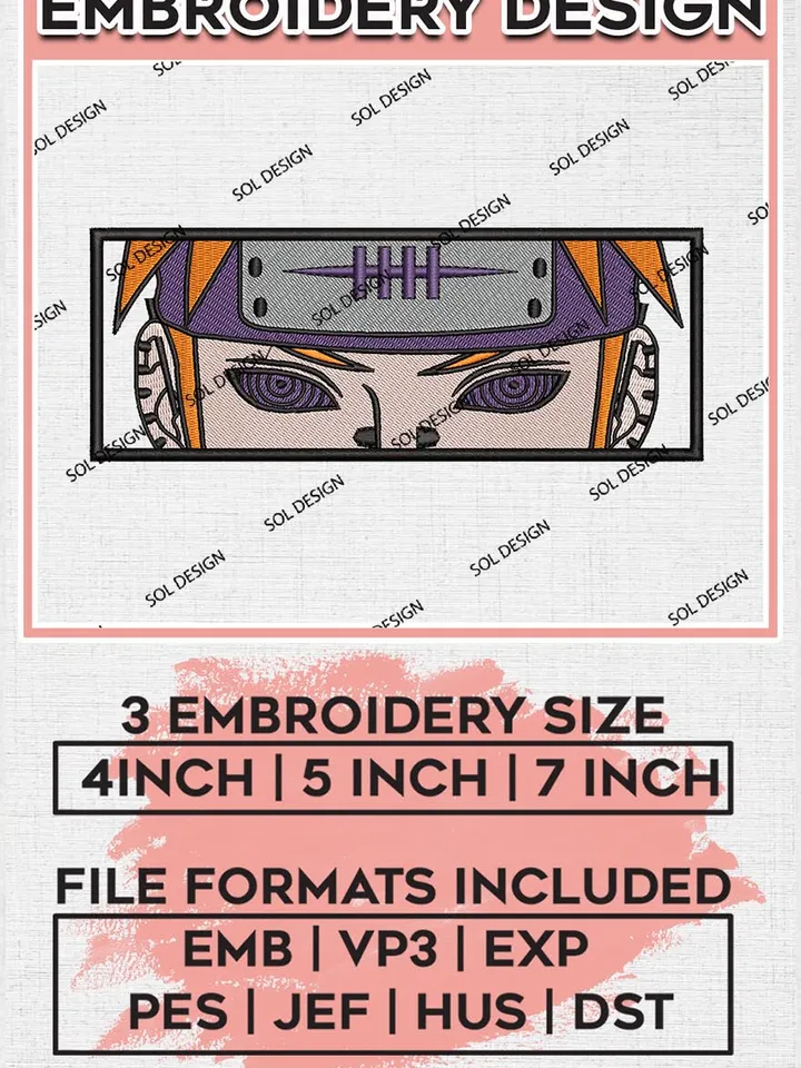 Pain Eyes Anime Embroidery Design, Naruto Anime Embroidery File, Anime Character Machine Embroidery Files, Pes File EMB_ANIME_120