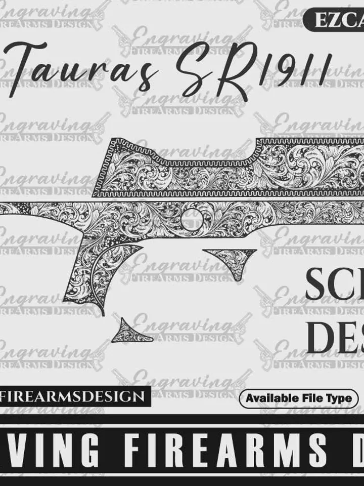 Engraving Firearms Design Tauras SR1911 Scroll Design with Versace pattern