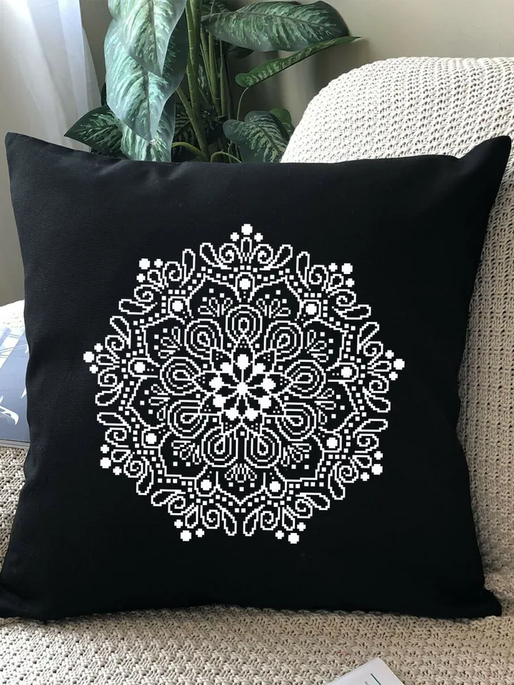 Mandala cross stitch pattern download PDF Modern cross stitch chart Simple mandala digital Monochrome cross stitch floral sampler #M155