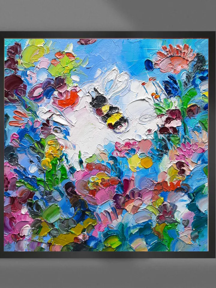 Honeybee Oil Impasto  Oil Painting Original Oil Art 8*8