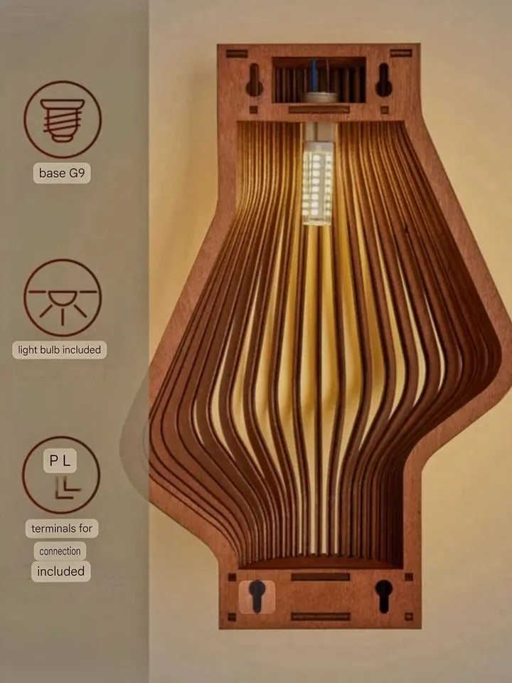 Wooden LED wall lamp made of natural, environmentally friendly wood — birch