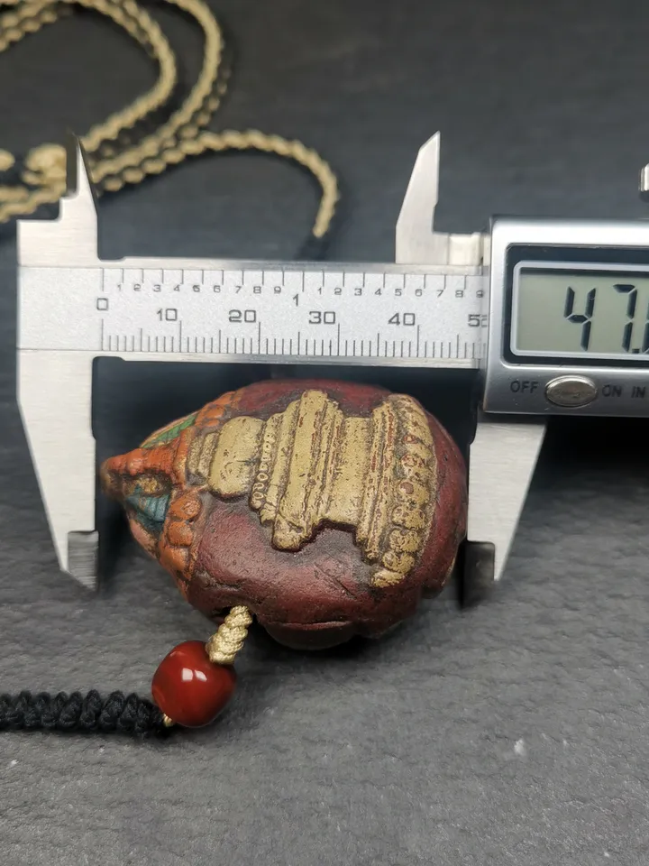 Gandhanra Old Tibetan Stupa Tsa Tsa Amulet, Double-sided Stupa and Scorpion Guru of Padmasambhava, Scorpion Terma Pendant,30 Years Old