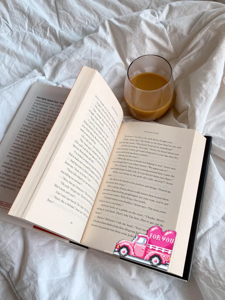 Valentine truck Corner bookmark cross stitch pattern PDF download Pink truck cross stitch chart Valentine bookmark pattern digital PDF #B398