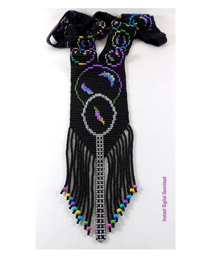 Bead loom pattern for a Sautoir-Gerdan-Split-Loom Necklace, Beading Loom Stitch, Square Stitch, Instant Download, PDF