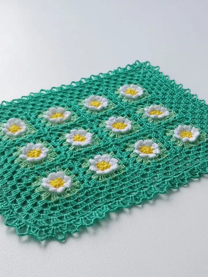 Miniature Green Blanket with White Flowers