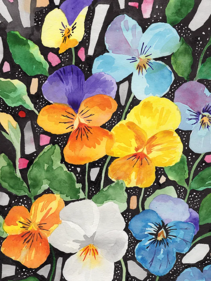 Watercolor painting. Abstraction. Flowers.