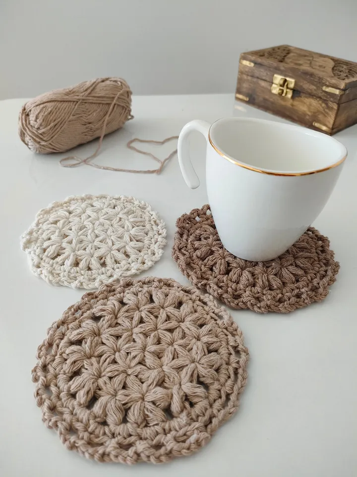 Coaster crochet pattern, flower coaster crochet pattern, easy coaster crochet pattern pdf