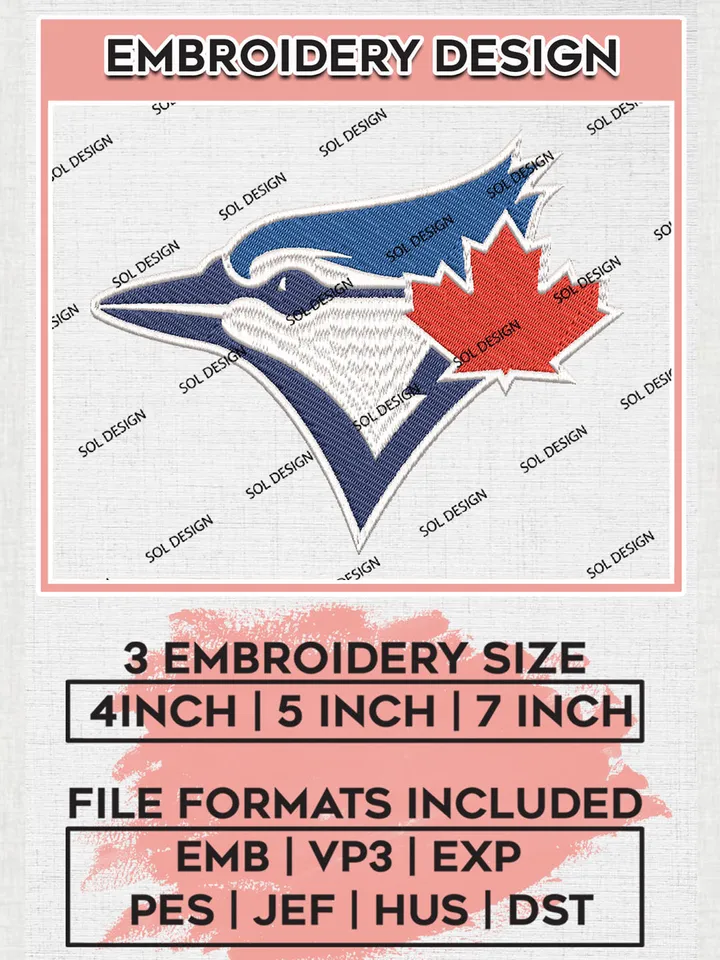 MLB Toronto Blue Jays Team Logo Embroidery Design, MLB Toronto Blue Jays Embroidery files, Baseball Team, Blue Jays Design, Digital Download
