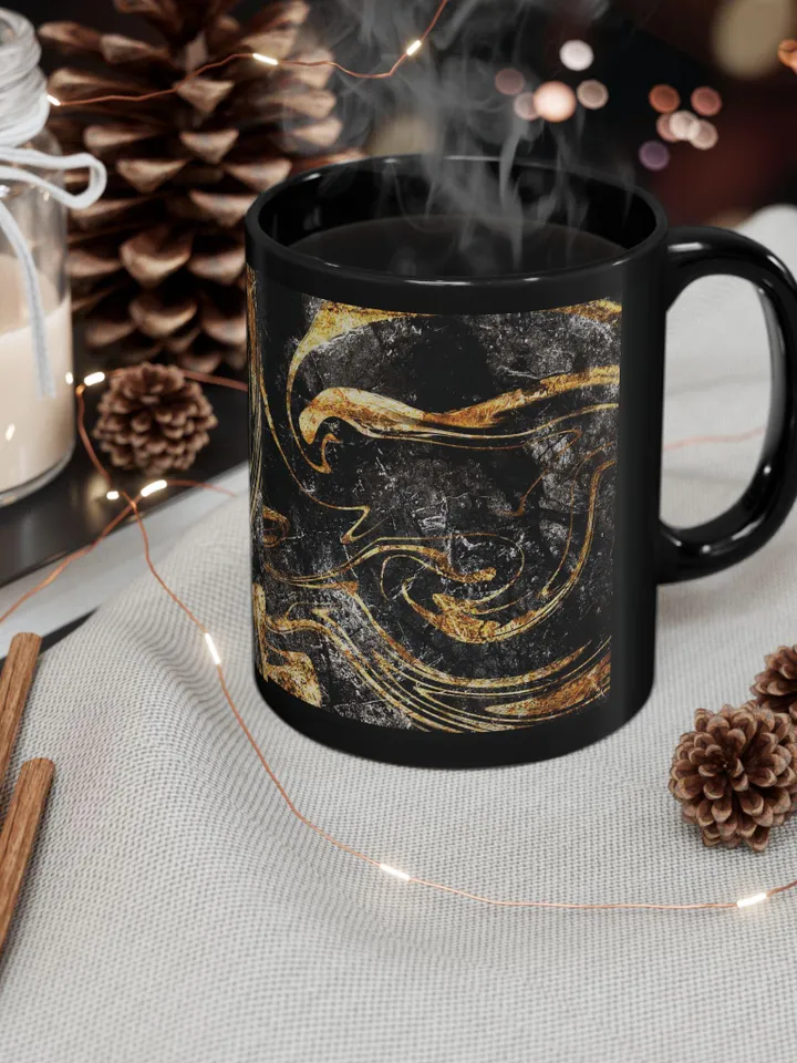 Black and Gold Accent Mug | Luxury Coffee Cup | Modern Black Gold Ceramic Mug | Stylish Gift for Coffee Lovers | Tea Mug with Gold Details