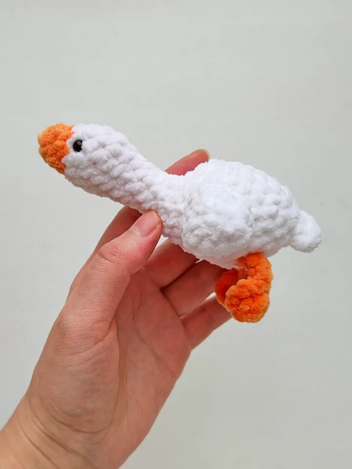 White plush toy goose Handmade
