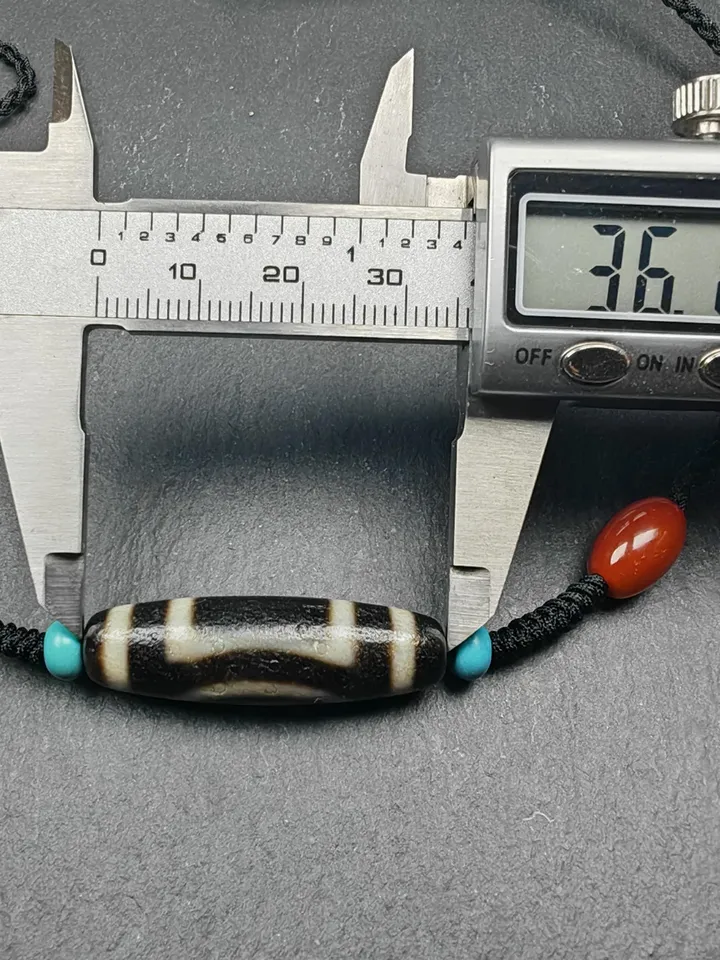 Gandhanra Antique Tibetan Dzi Bead Necklace,2 Eyes Heaven & Earth Dzi Amulet,36 x 11mm,40 Years Old