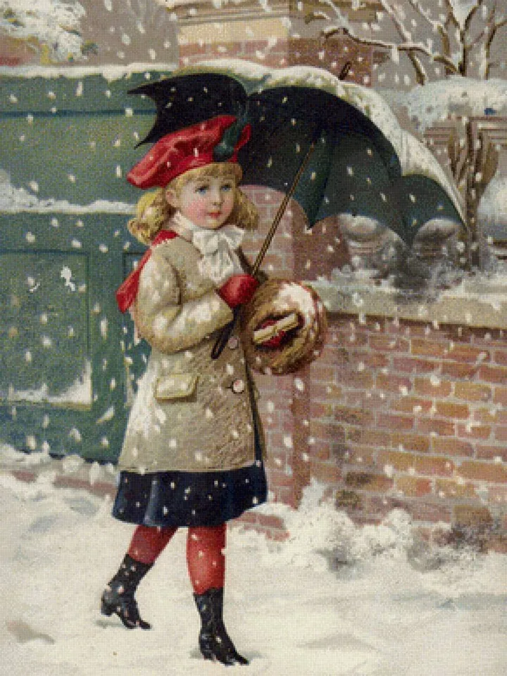 Vintage-Inspired Cotton Toy: Girl with Umbrella - Handmade Collectible. Art doll. Christmas tree toy. Christmas ornaments Spun cotton doll.