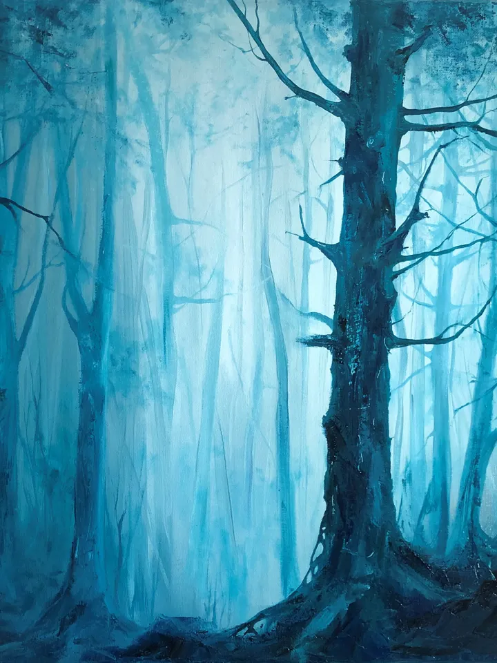 Forest Painting Original Oil Painting on Canvas Foggy Forest Landscape Artwork Misty Forest Painting