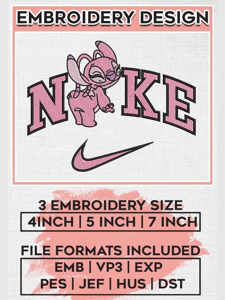 Nike Angel Stitch Embroidery Designs, Lilo & Stitch Embroidery, Disney Stitch Character Embroidery Files, Machine embroidery Files, Digital Download EMB_CARTOON_145