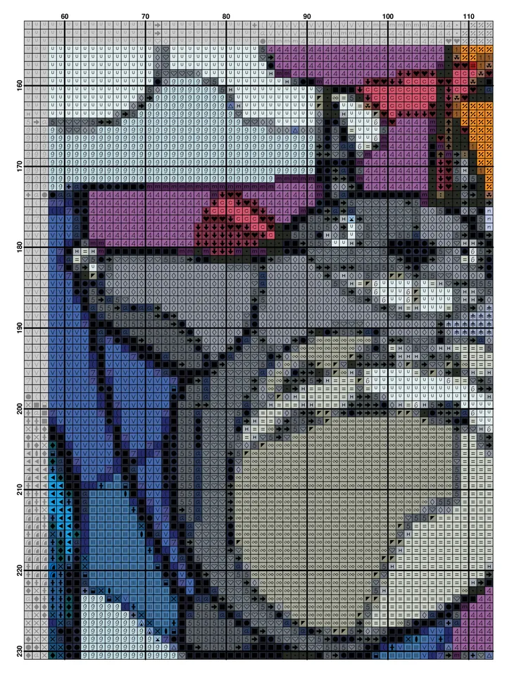 Anime Cross Stitch Pattern / Totoro Cross Stitch Pattern / Stained Glass Cross Stitch Pattern / Modern Instant PDF Chart
