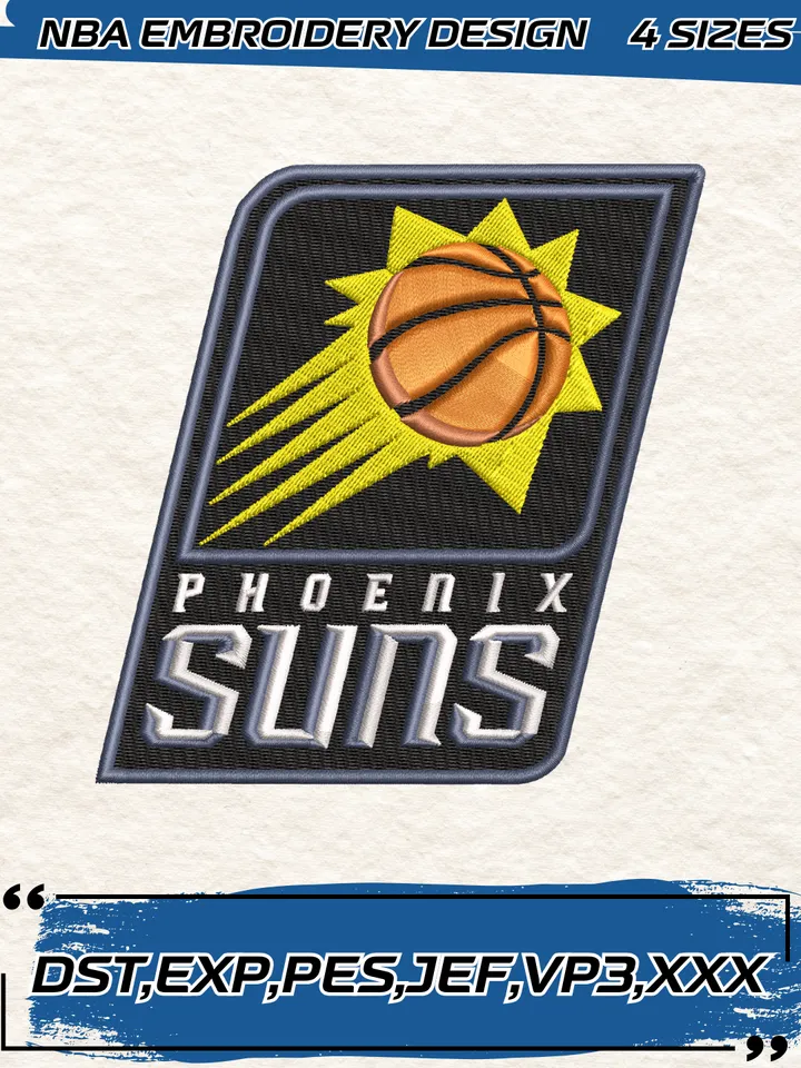 Phoenix Suns Logo Embroidery Designs,NBA Logo Embroidery Files, Machine Embroidery Design File, 4 Sizes,Digital Download