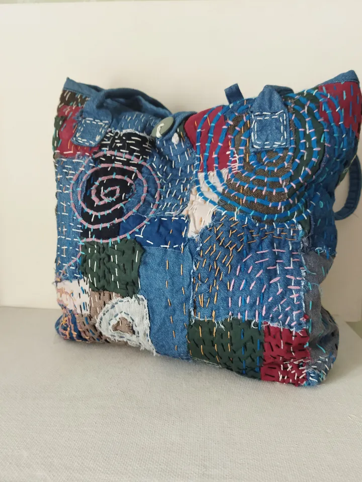 Stylish HANDMADE  Boro bag Boho bag Patchwork STYLE and lined