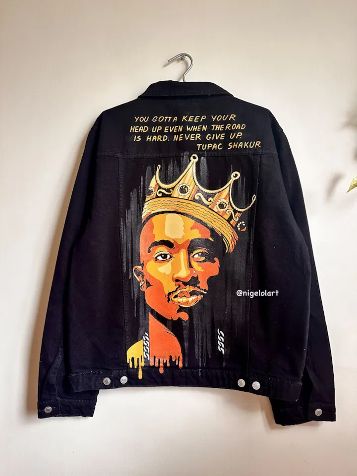 Painted denim jacket The Notorious B.I.G. Big Jeans jacket Portrait Personalized jacket