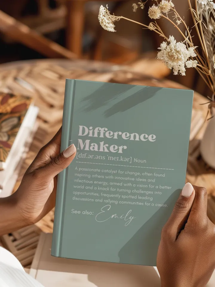 Personalized Difference Maker Journal with your name;  Difference Maker Definition Gift; Custom Coworker Gift Employee gift Mentor Leader