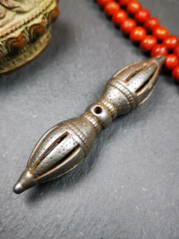 Gandhanra Vintage Nine-pronged Vajra Dorje,Tibetan Buddhism (Vajrayana) Ritual Implement,Made of Cold Iron,30 Years Old