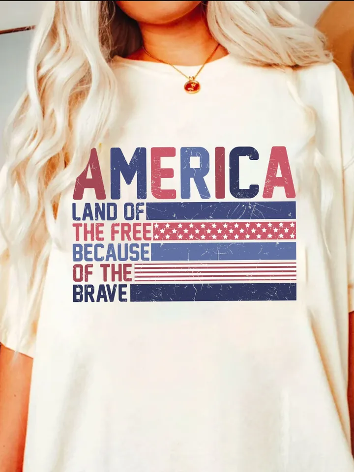 Retro America Png Svg, Land of The Free Because of the Brave ,4th Of July Sublimation PNG, America Png, Patriotic Png,USA Png, American