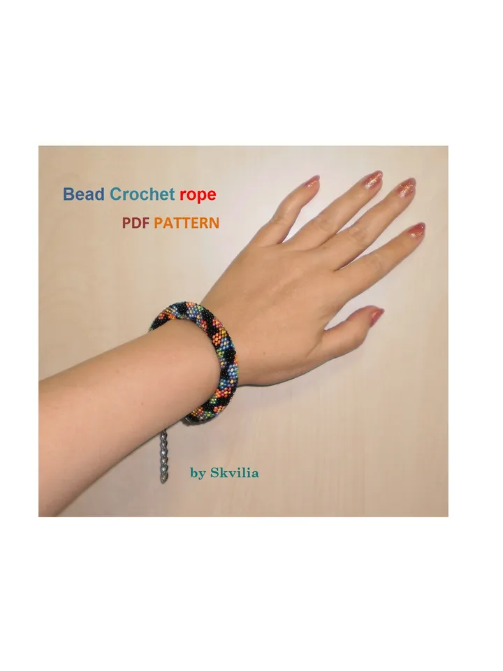 Bead crochet rope patterns for beading «Fun» necklace and bracelet,DIY,beaded necklace,bead crocheting,Instant Download,PDF pattern