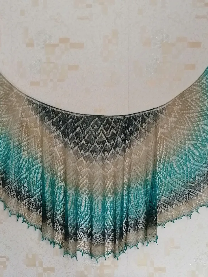 Wool Gradient Shawl, lace shawl, shawl, soft shawl, gradient semi-circular shawl