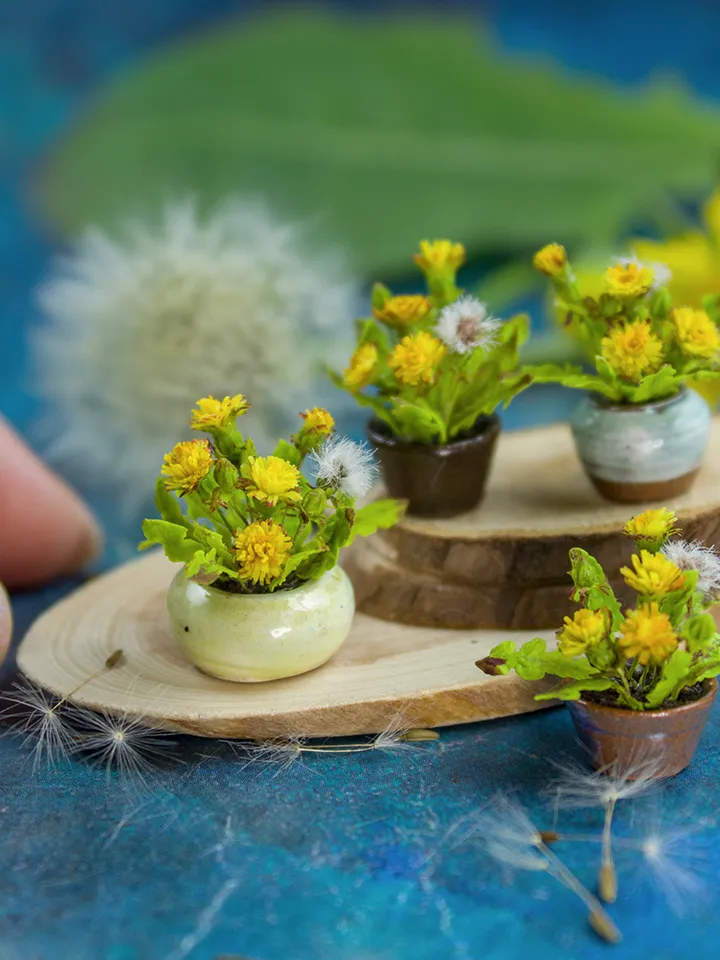 TUTORIAL Miniature dandelion with cold porcelain / air dry clay