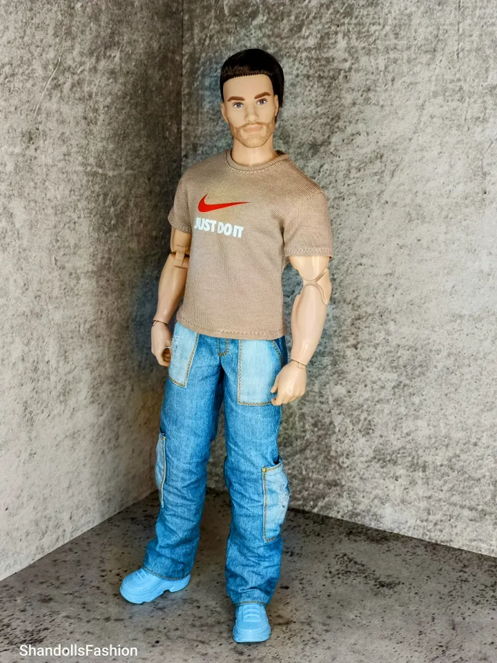 Beige Sports T-Shirt with Print for Ken and Ken the Athlete and other similar dolls