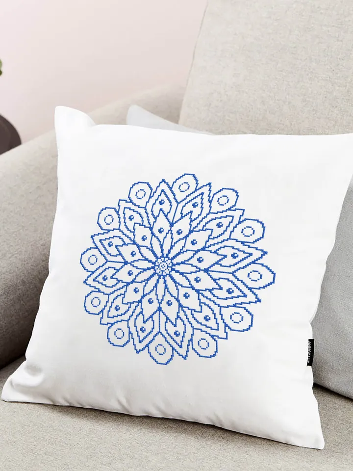 Easy mandala cross stitch pattern download PDF Flower mandala digital Monochrome cross stitch Floral ornament xstitch chart Home decor #M71