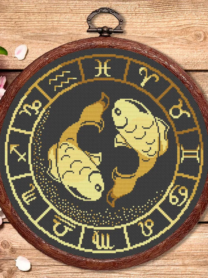 Pisces Cross Stitch Pattern, Zodiac Cross Stitch, Embroidery Zodiac, Pisces Pattern,Signs of the Zodiac Pattern, Modern Cross Stitch #zdc012