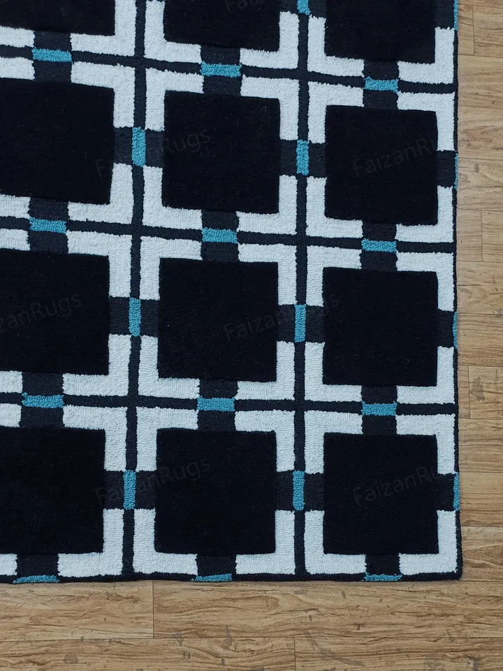 Buy 8x10 Evelina Kroon Hand Tufted Black Color Rug 100% Wool For Living Room, Bed Room, Kids Room In Any Size 10x14,10x12,9x12,8x10