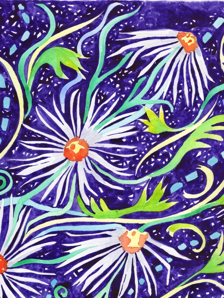 Original watercolour painting. Flower. Abstraction.