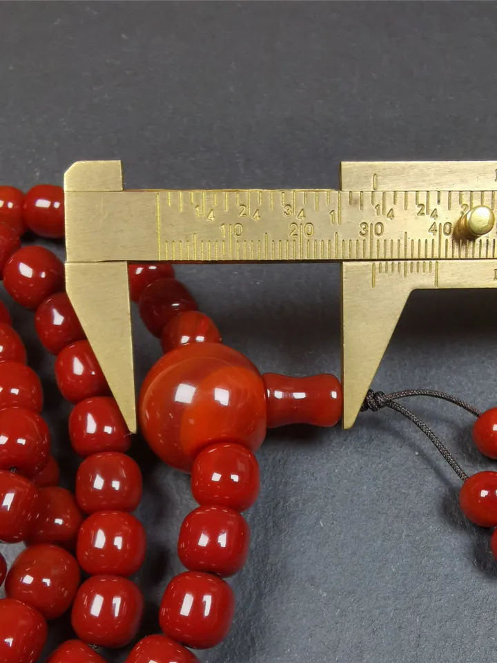 Gandhanra 108 Tibetan Mala, 0.4" Red Agate Prayer Beads Necklace,Tibetan Rosary for Meditation,Circumference 39"