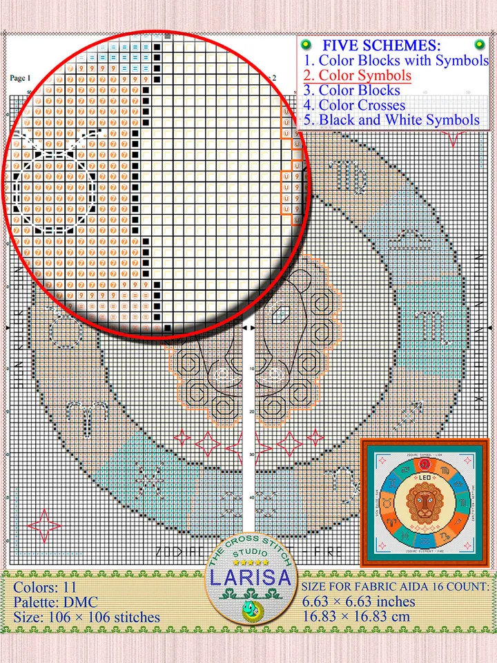 Leo Cross Stitch Pattern | Leo Zodiac Sign