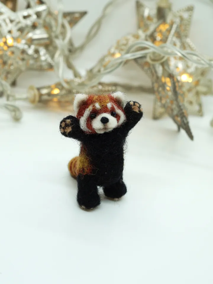Bao Bei the fire fox, miniature needle felted red panda, made to order